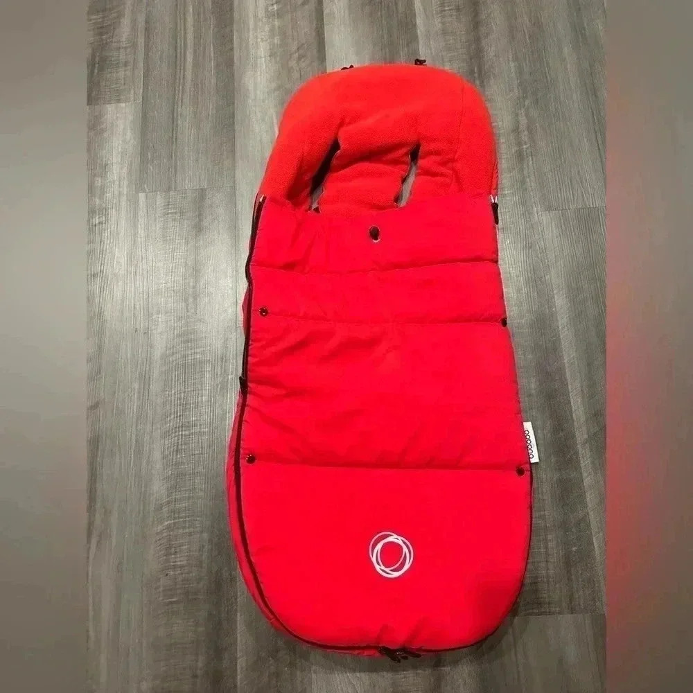 red Bugaboo footmuff for stroller blanket